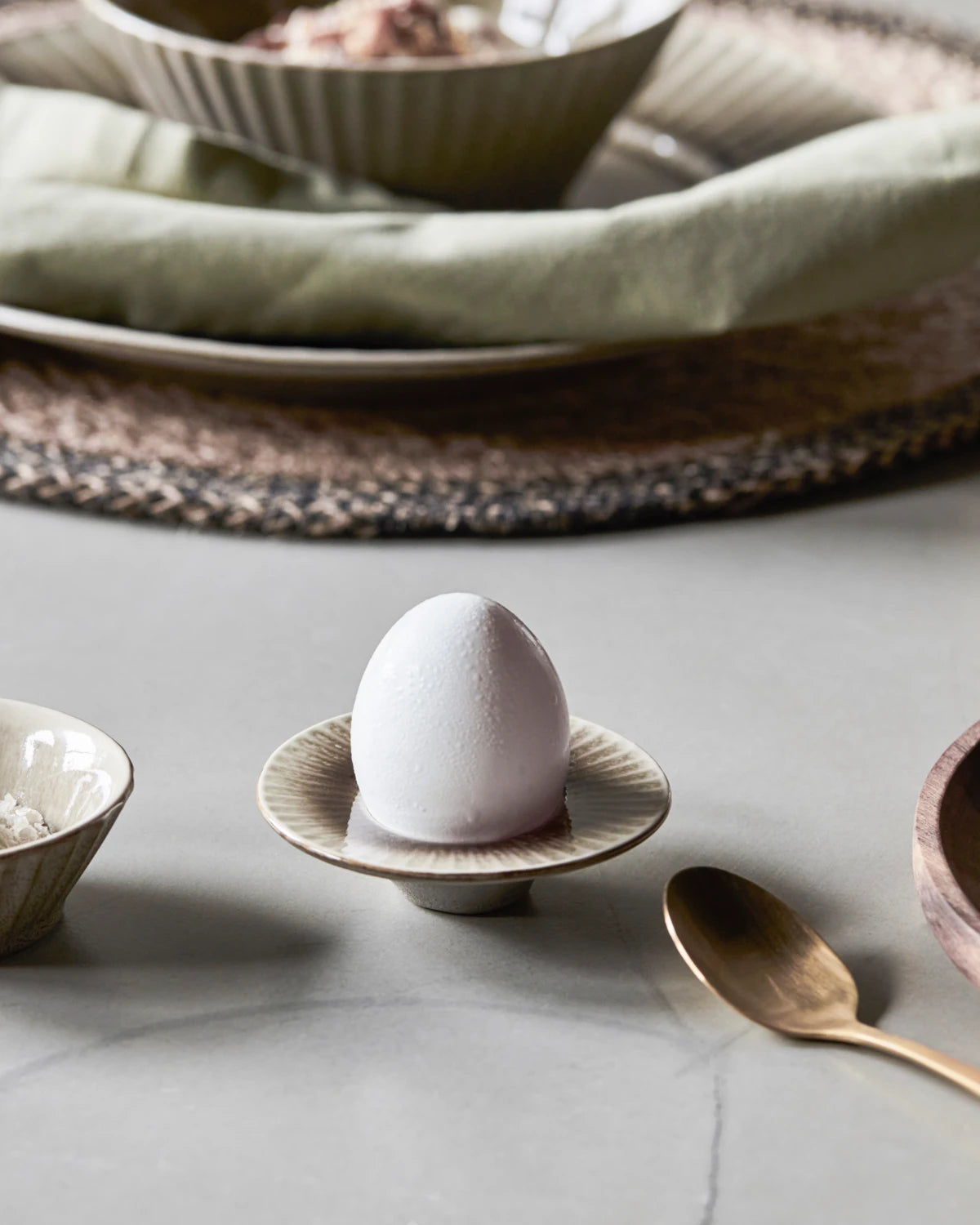 Eierbecher, HDPleat, Grau/braun –