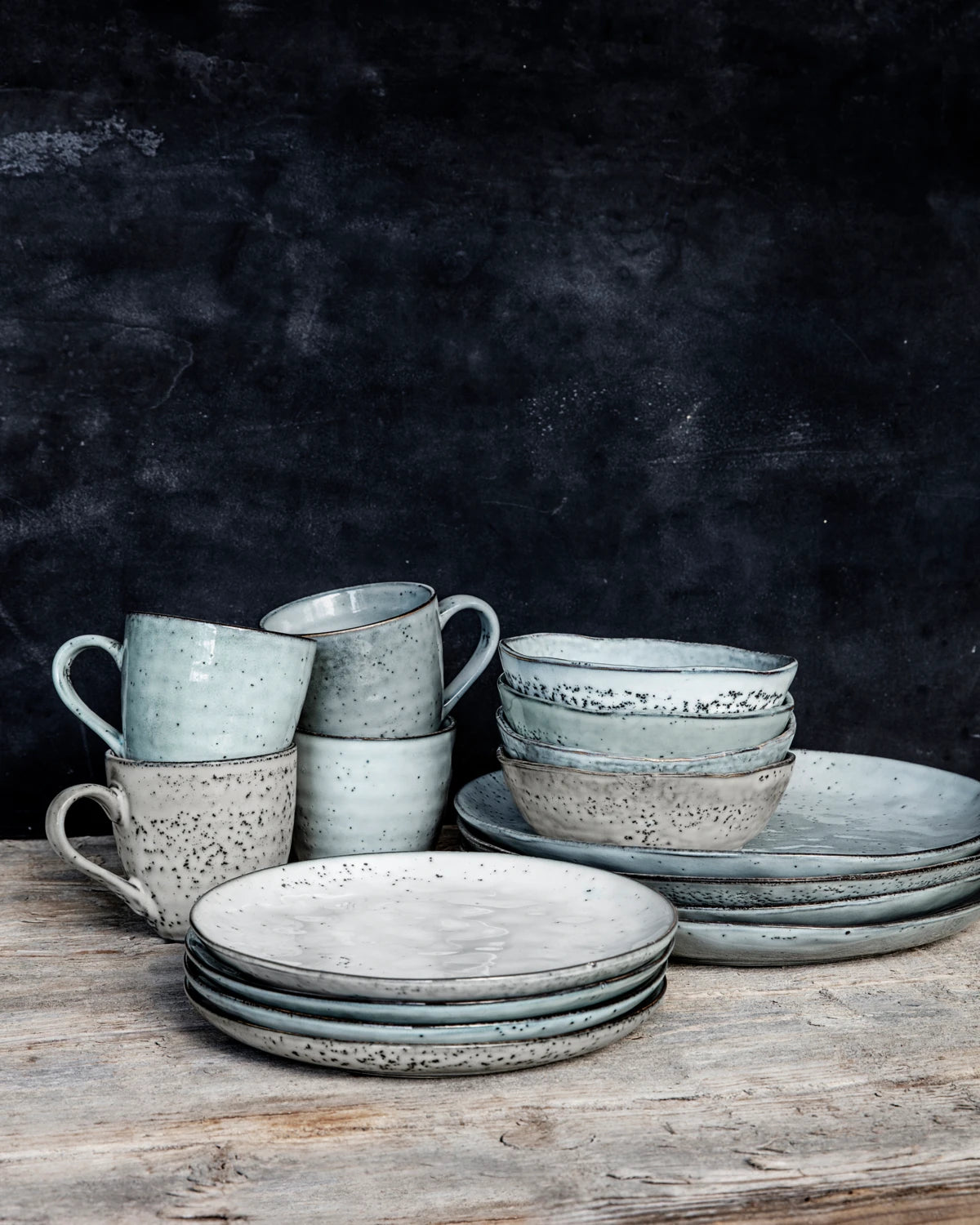 Teller, Rustic, Grau/Blau –