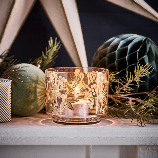 Tealight holder, HDFind, Clear, Gold