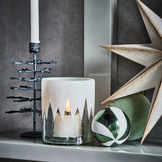 Tealight holder, HDGlitt, Clear, White, Glitter