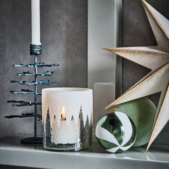 Tealight holder, HDGlitt, Clear, White, Glitter