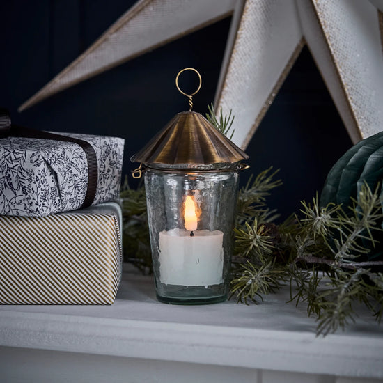 Tealight holder, HDHang, Clear, Brass