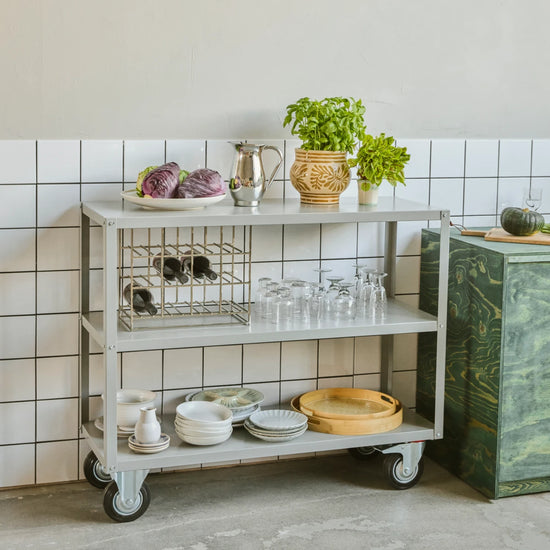 Shelving unit w. 4 wheels, HDTrolley, Grey