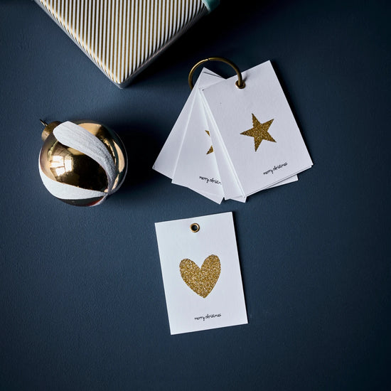 Geschenkanhänger, HDGlitr, Weiß;Gold