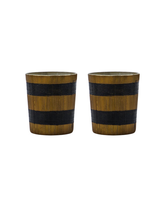 Tealight holder, HDStripe, Brown, Black