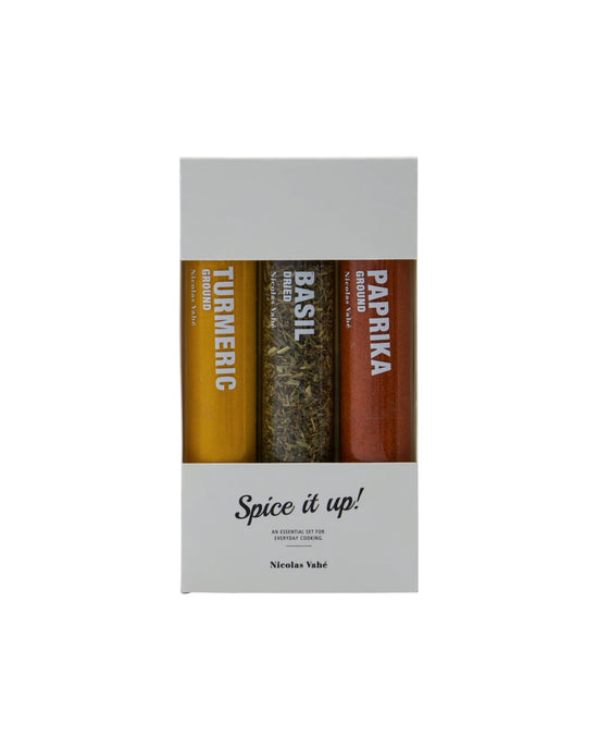 Spices, Basil, paprika chilli, turmeric, 11|42|57 g|g|g