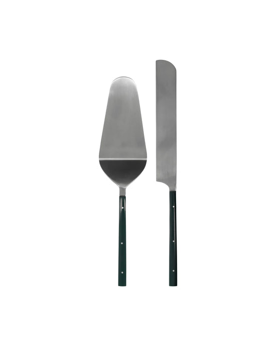 Cake server, HDLata, Dark green, Silver finish