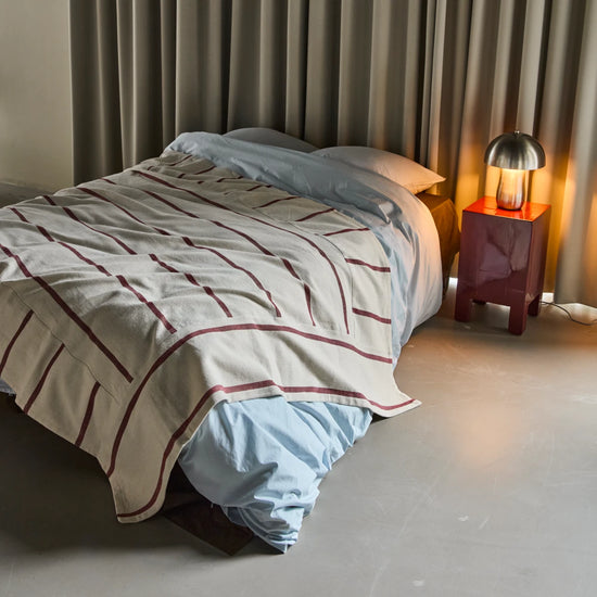 Bed throw, HDNula, Off-white, Dark red