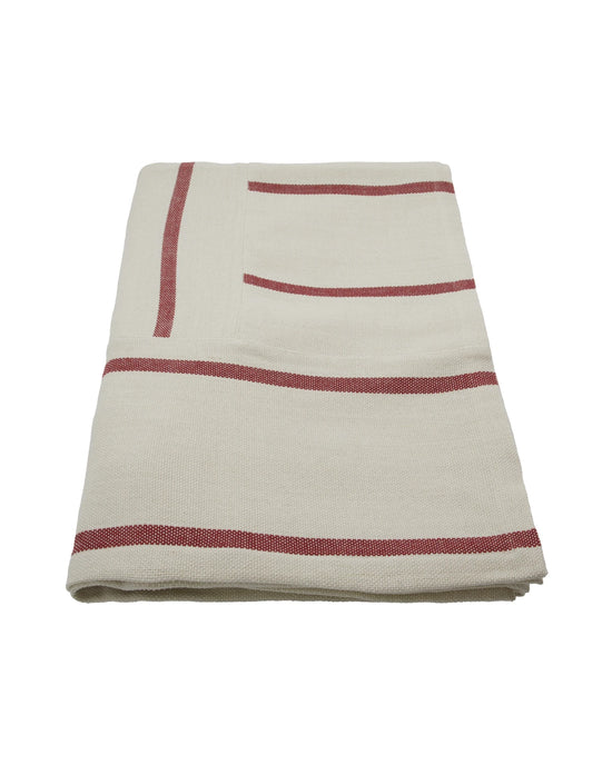 Bed throw, HDNula, Off-white, Dark red