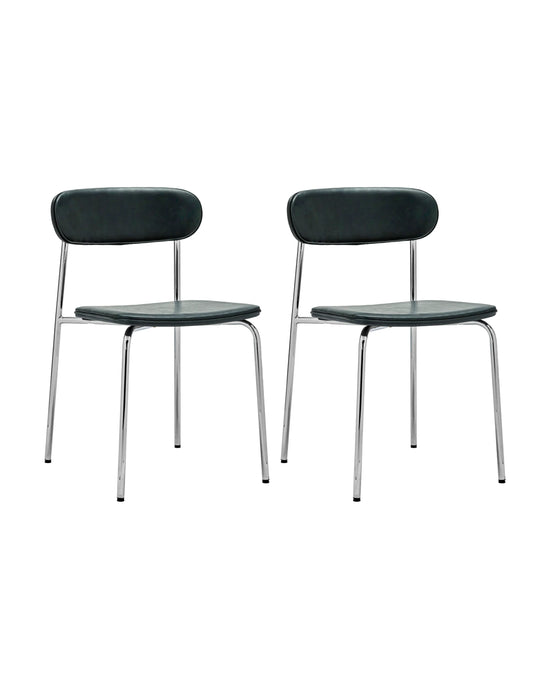 Chair, HDPova, Chrome, Dark green