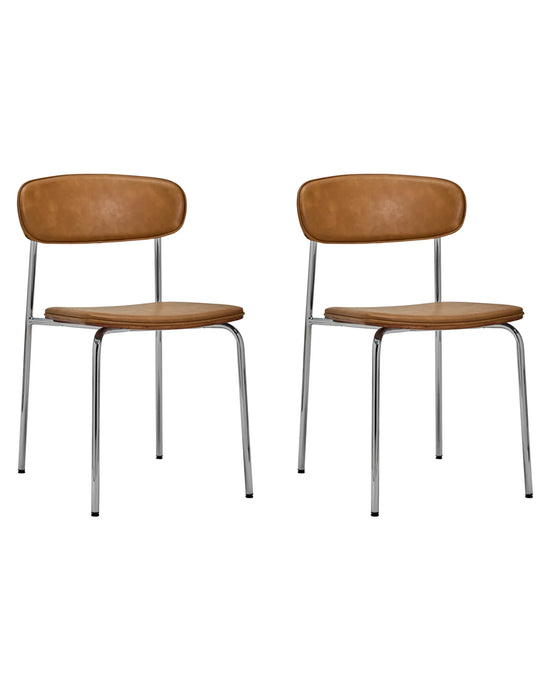 Chair, HDPova, Cognac, Chrome