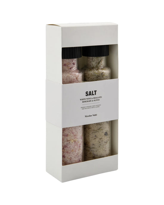 Gift box, Salt white wine & shallots + salt rosemary & olives, 310|310 g|g