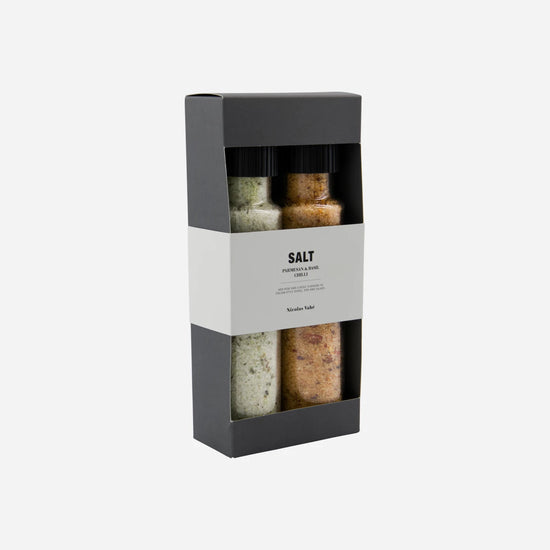 Geschenkbox, Nicolas Vahé Parmesan- und Basilikumsalz und Chilisalz