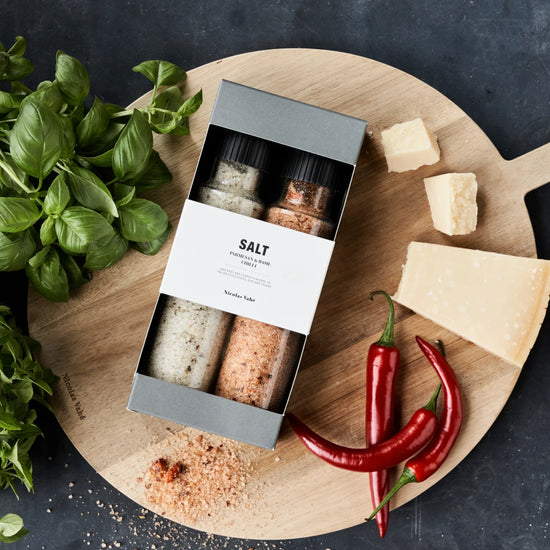 Geschenkbox, Nicolas Vahé Parmesan- und Basilikumsalz und Chilisalz