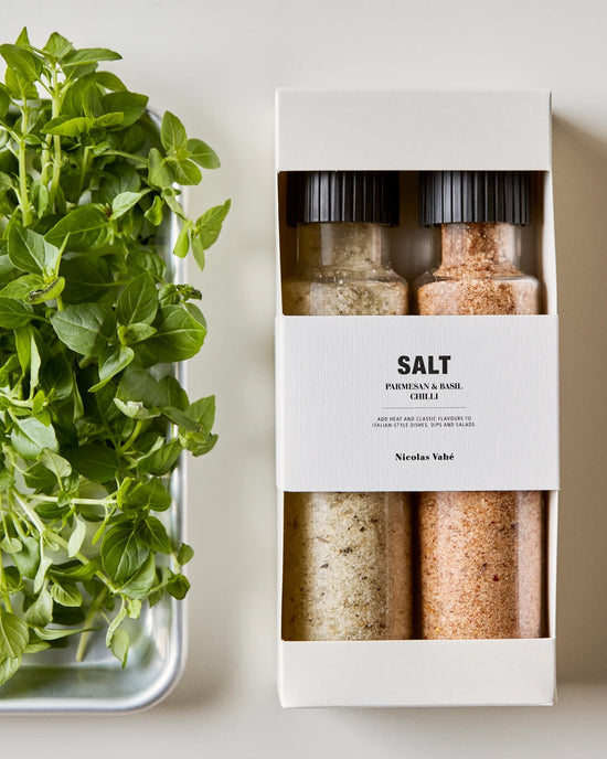 Gaveæske, Nicolas Vahé Parmesan & Basil salt & Chilli salt