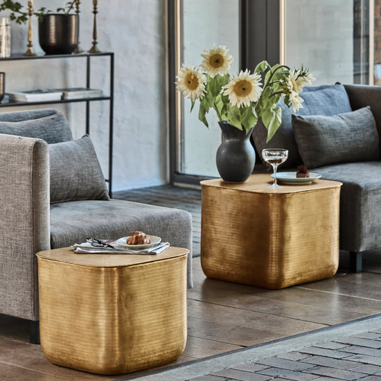 Side table, HDCajas with storage, Golden