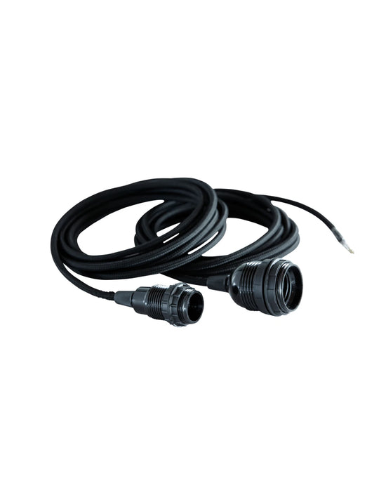 Stoffkabel mit Fassung und zwei Kupplungsringen, Schwarz