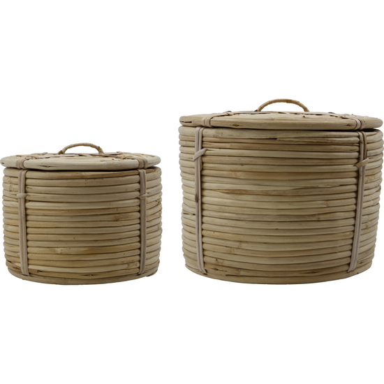 Basket w. lid, HDRound, Natural