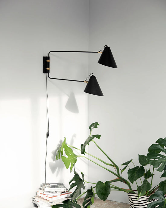 Wandleuchte, Club Double, Schwarz