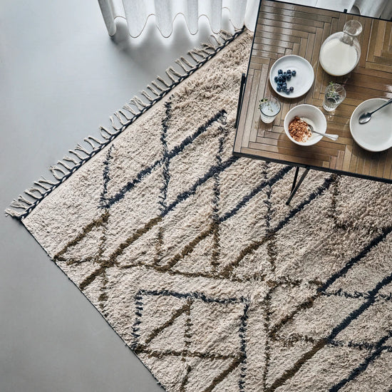 Rug, HDIndi, Off-white, Mustard