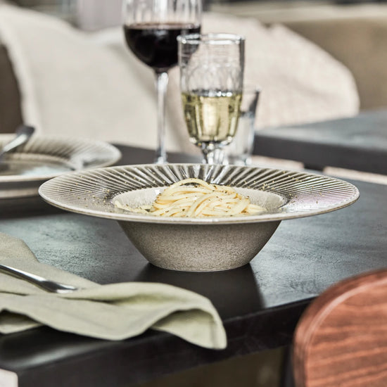 Pasta plate, HDPleat, Grey;Brown