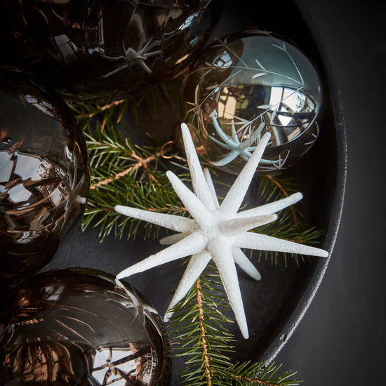 Julepynt, HDSpike, Hvid m. glimmer