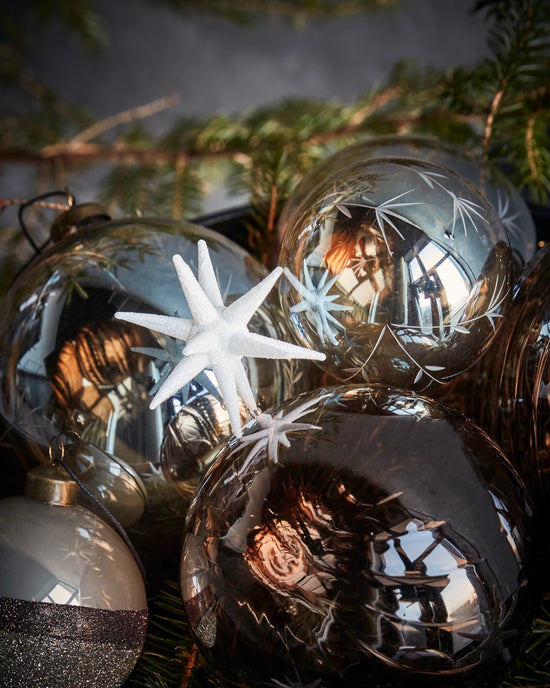 Christmas ornament, HDSpike, White w. glitter
