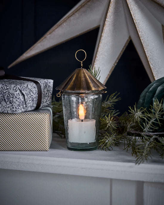 Tealight holder, HDHang, Clear, Brass