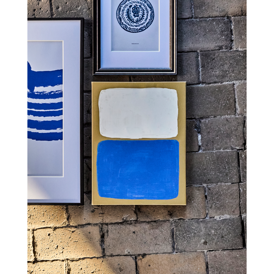 Wall art, HDReca, Blue;Off-white;Mustard