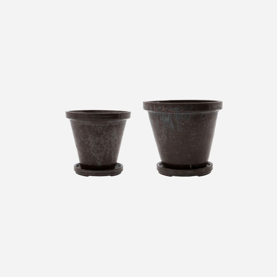 Planter w. saucer, HDFlower, Brown