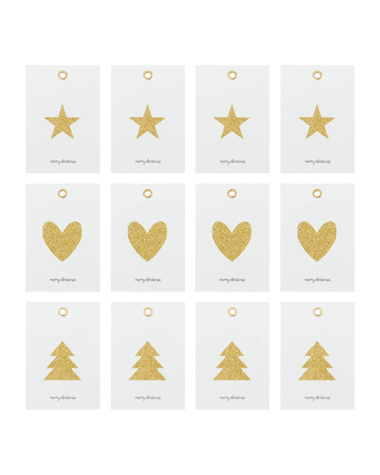 Gift tag, HDGlitr, White, Golden