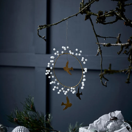 Weihnachtsschmuck, HDBird, Weiß;Messing