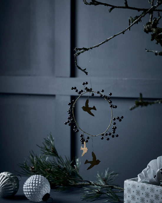 Christmas ornament, HDBird, Black, Brass