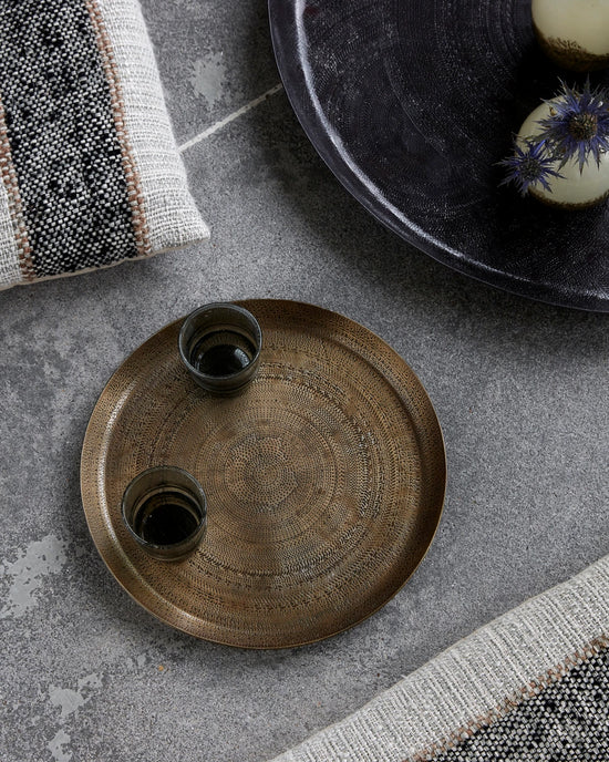 Tray, HDJhansi, Antique brass finish