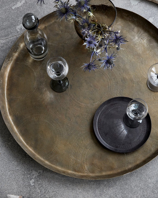 Tray, HDJhansi, Antique brass finish