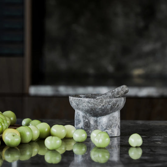 Mörser mit Stößel, Kulti, Grau/braun