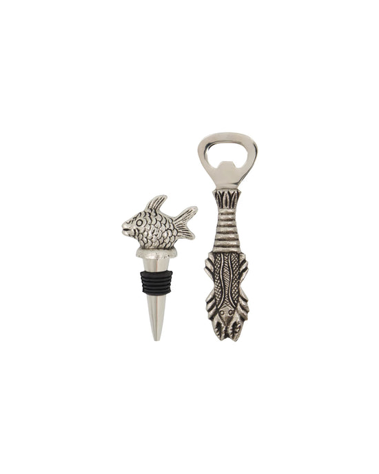 Bottle opener and bottle stopper, HDFish, Antique silver