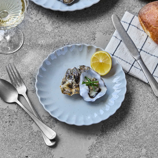 Lunch/cake plate, HDScallop, Light blue