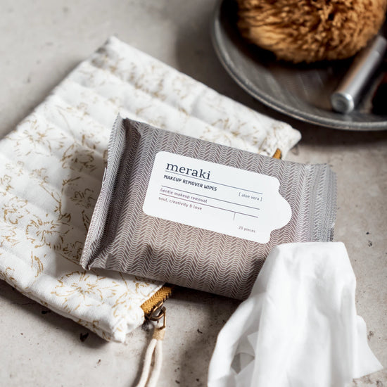 Makeup remover wipes, Aloe vera, Varm grå/Hvid