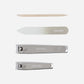Nagelset, MKw. cuticle pusher, nail file, small clipper and large clipper, Grau