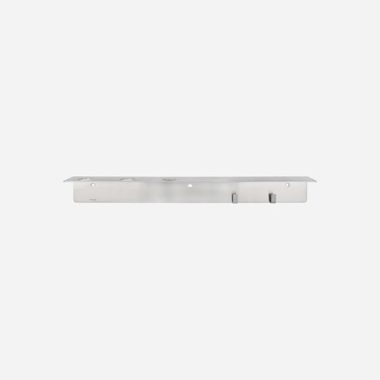 Regal mit Flaschenhalterung und Hakenleiste, Gebürstetes Silber-Finish