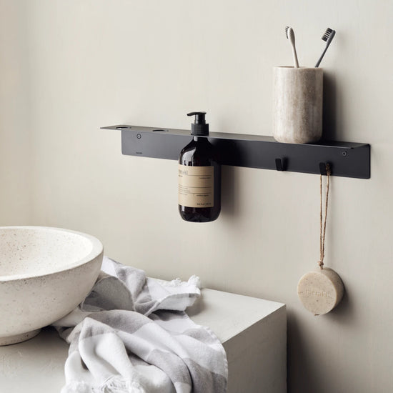 Flaskeophæng med knager, Børstet sort finish