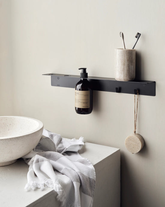 Bottle hanger with hooks, Brushed black finish