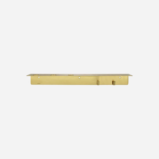 Regal mit Flaschenhalterung und Hakenleiste, Mattes Messing-Finish