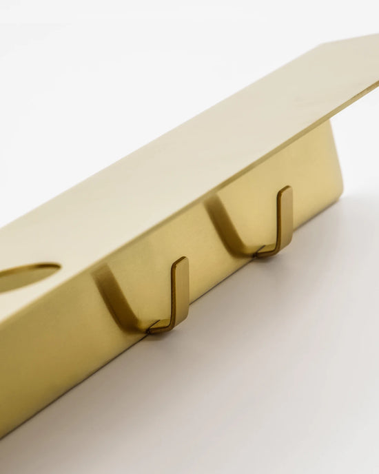Bottle hanger with hooks, Brushed brass finish