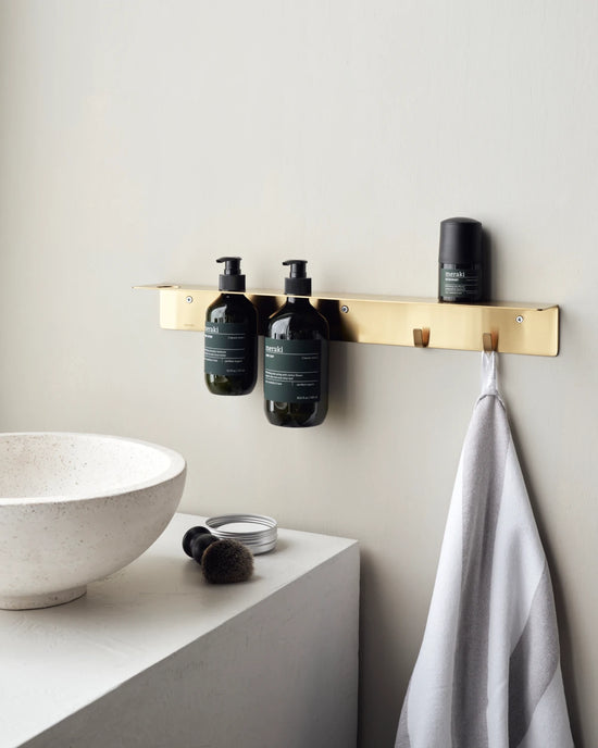 Bottle hanger with hooks, Brushed brass finish
