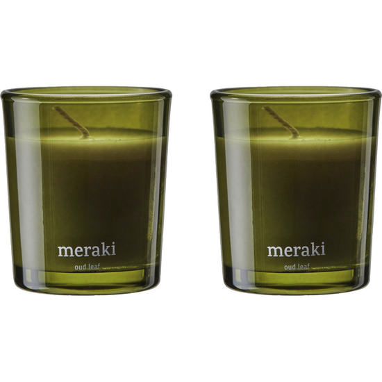 Scented candle, Oud leaf, Green