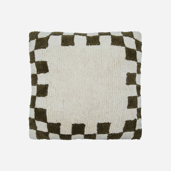 Cushion cover, HDChess, Green, Off-white