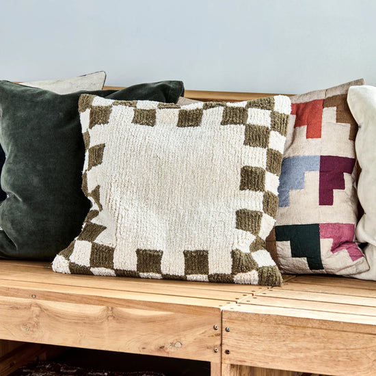 Cushion cover, HDChess, Green;Off-white