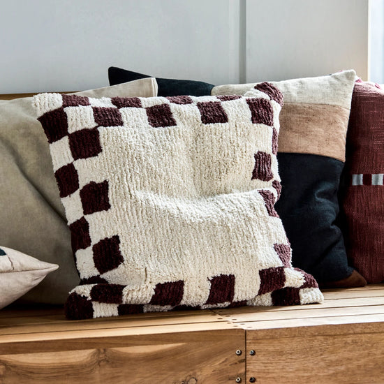 Cushion cover, HDChess, Brown;Off-white